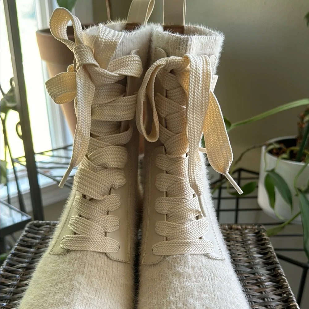 Kate Spade New York Merigue Combat Boots Cream Lace-Up‎ Women’s size 11 - Picture 8 of 10